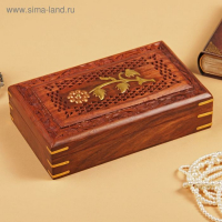 Шкатулка резная "Роза" дерево 7х15х26 см Шкатулка резная "Роза" дерево 7х15х26 см