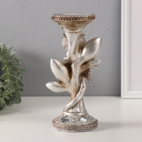 Подсвечник полистоун на 1 свечу "Филин на дереве с зеркальными листьями" 11,5х9х24,2 см