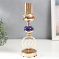 Подсвечник металл на 1 свечу "Спираль. Синий мраморный элемент" золото 33х10х10 см Подсвечник металл на 1 свечу "Спираль. Синий мраморный элемент" золото 33х10х10 см