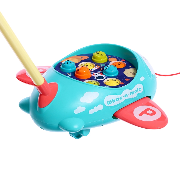 Каталка на палке &laquo;Световой самолётик&raquo;, световые и звуковые эффекты, цвета МИКС