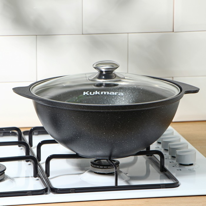 Казан, 3,5 л, стеклянная крышка, литые ручки, антипригарное покрытие, цвет тёмный мрамор Казан, 3,5 л, стеклянная крышка, литые ручки, антипригарное покрытие, цвет тёмный мрамор