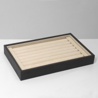 Подставка под кольца 7 полос, флок, 23&times;14&times;3 см, цвет серо-бежевый