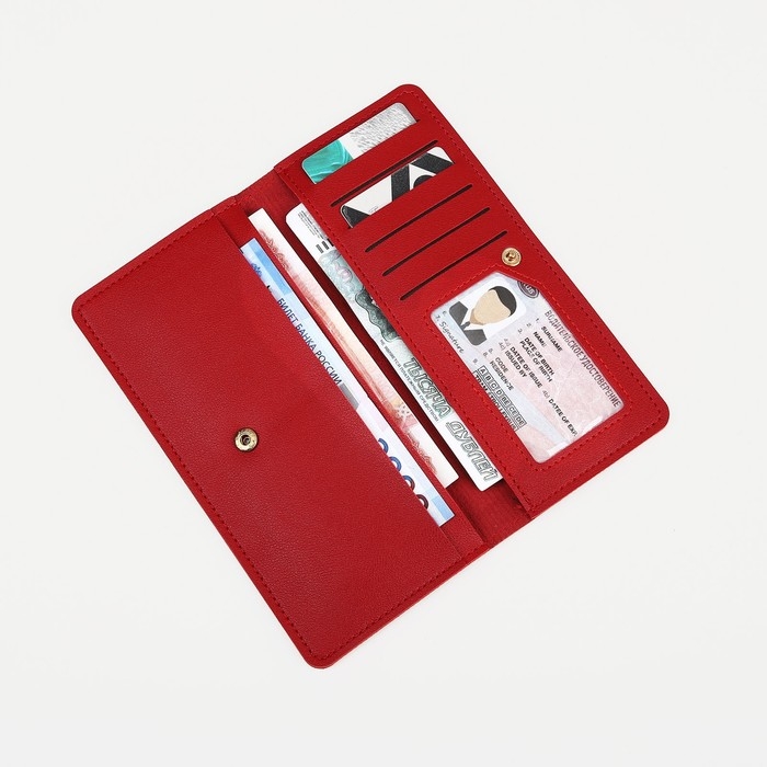 Кошелёк женский на кнопке, цвет красный Кошелёк женский на кнопке, цвет красный