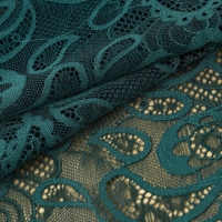 Кружевная эластичная ткань, 230 мм &times; 2,7 &plusmn; 0,5 м, цвет изумрудный