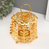 Подсвечник металл на 1 свечу "Фонарик. Цветок и веточки" золото d=5,5 см 9,8х10,5х14 см Подсвечник металл на 1 свечу "Фонарик. Цветок и веточки" золото d=5,5 см 9,8х10,5х14 см