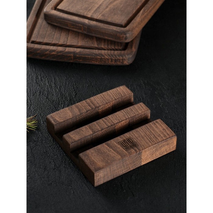 Набор разделочных досок на подставке Wild Kitchen, 37.5&times;17.5&times;2 см и 32&times;15 см, бук темный