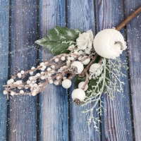 Декор "Зимнее очарование" яблоко ягоды цветок в белом, 25 см Декор "Зимнее очарование" яблоко ягоды цветок в белом, 25 см