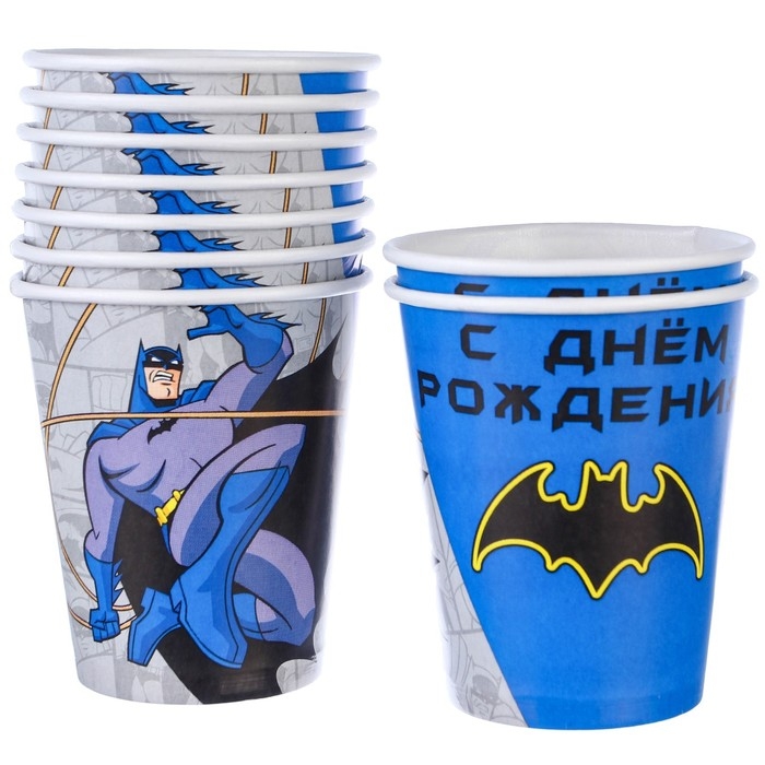 Набор одноразовой бумажной посуды, на 6 персон "С Днем Рождения", Супергерои