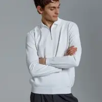 Рубашка поло мужская с длинным рукавом Terrazzo, белая, размер 2XL/3XL Рубашка поло мужская с длинным рукавом Terrazzo, белая, размер 2XL/3XL