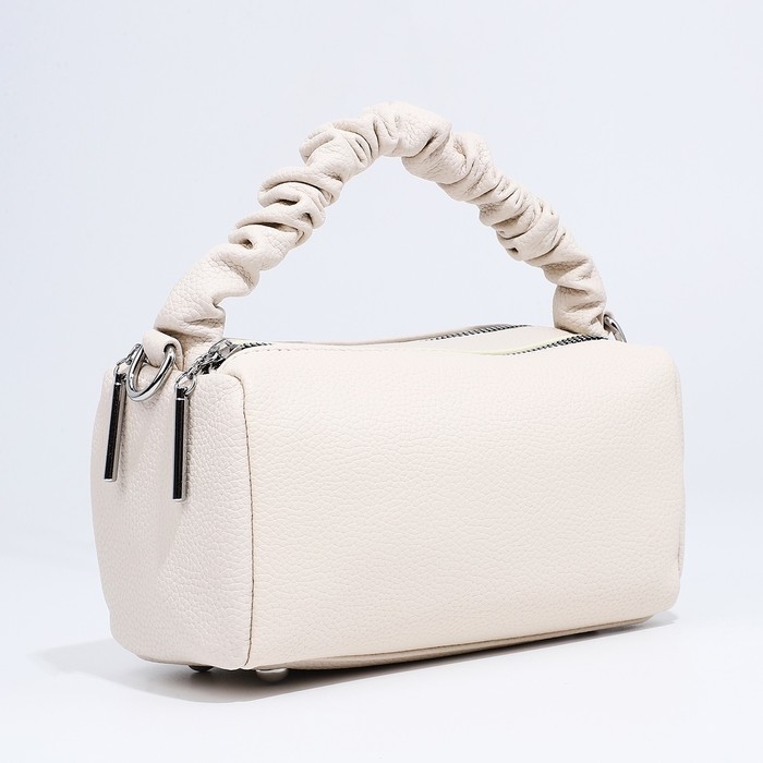 Сумка-багет на молнии, цвет молочный