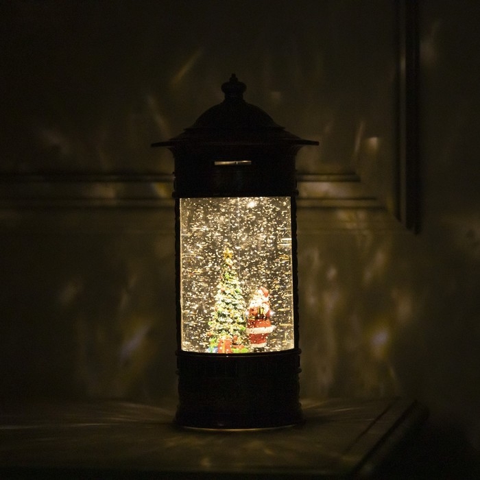 Светодиодная фигура &laquo;Фонарь с Дедом Морозом&raquo; 14 &times; 27 &times; 14 см, пластик, батарейки ААх3 (не в комплекте), USB, свечение тёплое белое