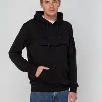 Худи унисекс с карманом на груди Chest Pocket, черное, размер XS/S