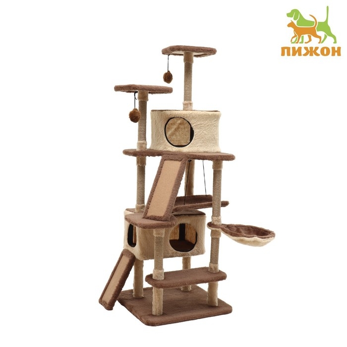 Комплекс для кошек с когтеточкой, разборный, 8ми уровневый, 77 х 90 х 163 см, бежевый Комплекс для кошек с когтеточкой, разборный, 8ми уровневый, 77 х 90 х 163 см, бежевый