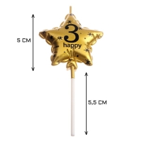 Свеча в торт на шпажке "Воздушный шарик.Звезда", цифра 3, 5,5 см, золотая Свеча в торт на шпажке "Воздушный шарик.Звезда", цифра 3, 5,5 см, золотая
