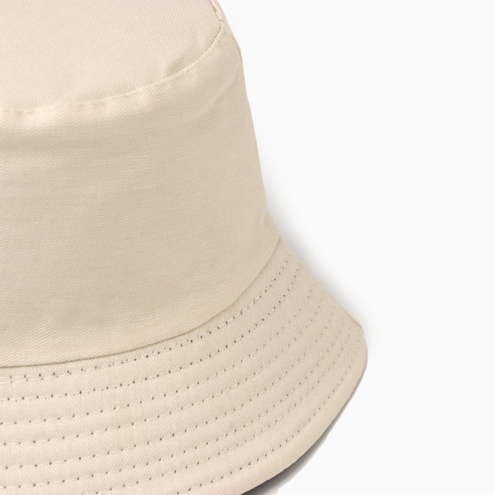 Панама женская однотонная, двухсторонняя, цвет беж/черный, р-р 56-58