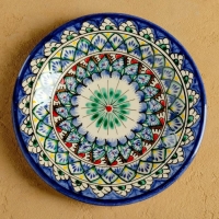 Тарелка Риштанская Керамика "Цветы", синяя, плоская, 17 см, микс Тарелка Риштанская Керамика "Цветы", синяя, плоская, 17 см, микс