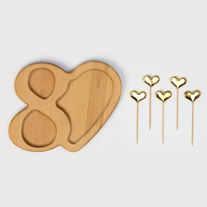 Менажница «Бесконечная любовь», берёза, в подарочной коробке, в подарок набор шпажек Менажница «Бесконечная любовь», берёза, в подарочной коробке, в подарок набор шпажек