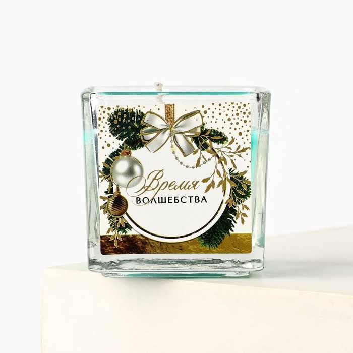 Новогодняя свеча в стакане &laquo;Новый год: Время чудес и волшебства&raquo;, аромат еловые шишки