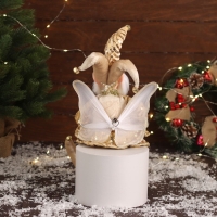 Новогодний шут "С крылышками" сидит, двигается, 39х14 см, золото