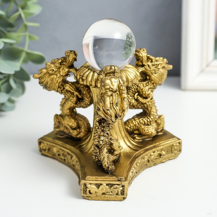 Нэцке полистоун под бронзу Нэцке полистоун под бронзу "3 дракона с шаром" 12х12х11