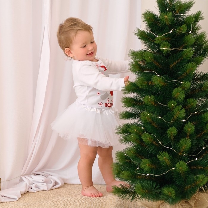 Боди с длинным рукавом Крошка Я "Winter party", рост 62-68 см, цвет белый
