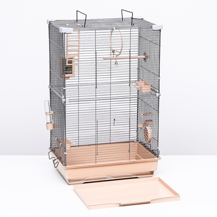 Клетка для птиц "Пижон" №101-Б, разборная, 42 х 30 х 65см (укомплект.) бежевая