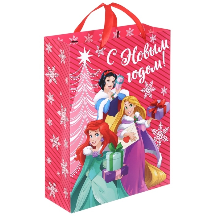 Новый год. Пакет подарочный, 31х40х11 см, упаковка, Принцессы Новый год. Пакет подарочный, 31х40х11 см, упаковка, Принцессы