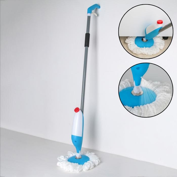 Швабра для мытья пола с распылителем Доляна, насадка из микрофибры 17&times;17 см, металлическая ручка 129 см, цвет МИКС