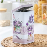 Банка с крышкой для сыпучих продуктов &laquo;Лаванда-3&raquo;, 1,2 л, 9&times;16,5 см, прямоугольная