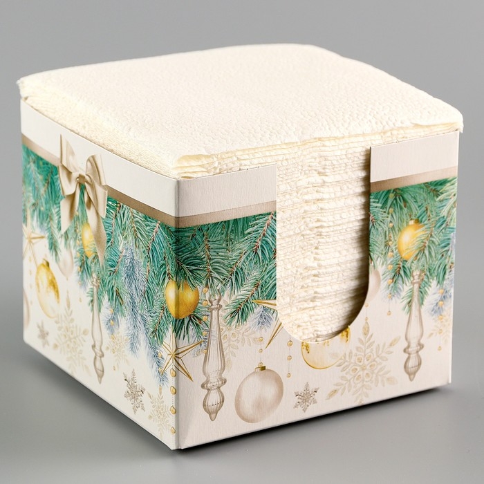 Новогодние салфетки бумажные в коробке «Ёлка», интерьерные, 75 листов, на новый год Новогодние салфетки бумажные в коробке «Ёлка», интерьерные, 75 листов, на новый год