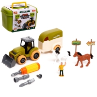 Конструктор винтовой «Трактор с коневозкой», с отвёрткой, и аксессуарами Конструктор винтовой «Трактор с коневозкой», с отвёрткой, и аксессуарами