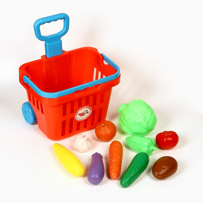 Набор детских игрушек Набор детских игрушек "Продуктовая корзина с овощами", 29 х 19 х 37 см, 11 предметов, МИКС