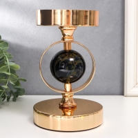 Подсвечник металл на 1 свечу "Чёрный мраморный шар в сфере" золото 18,5х12х12 см Подсвечник металл на 1 свечу "Чёрный мраморный шар в сфере" золото 18,5х12х12 см