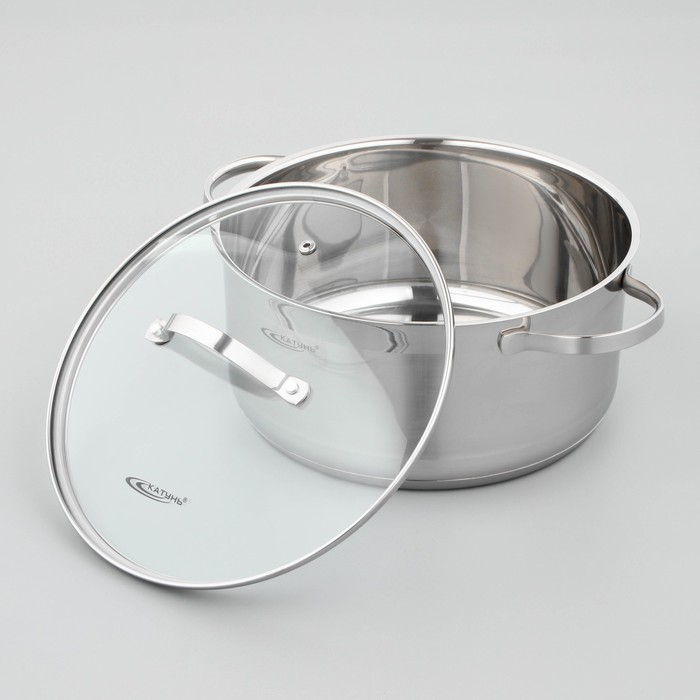 Кастрюля &laquo;Альта&raquo;, 5,2 л, d=24 см, капсульное дно, стеклянная крышка, индукция