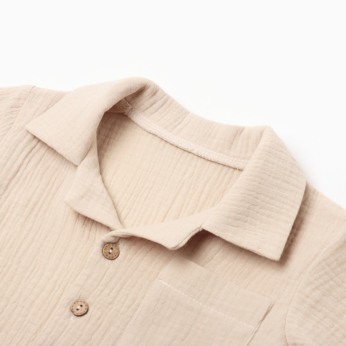 Костюм детский (рубашка и шорты) Крошка Я , р. 80-86, бежевый Костюм детский (рубашка и шорты) Крошка Я , р. 80-86, бежевый