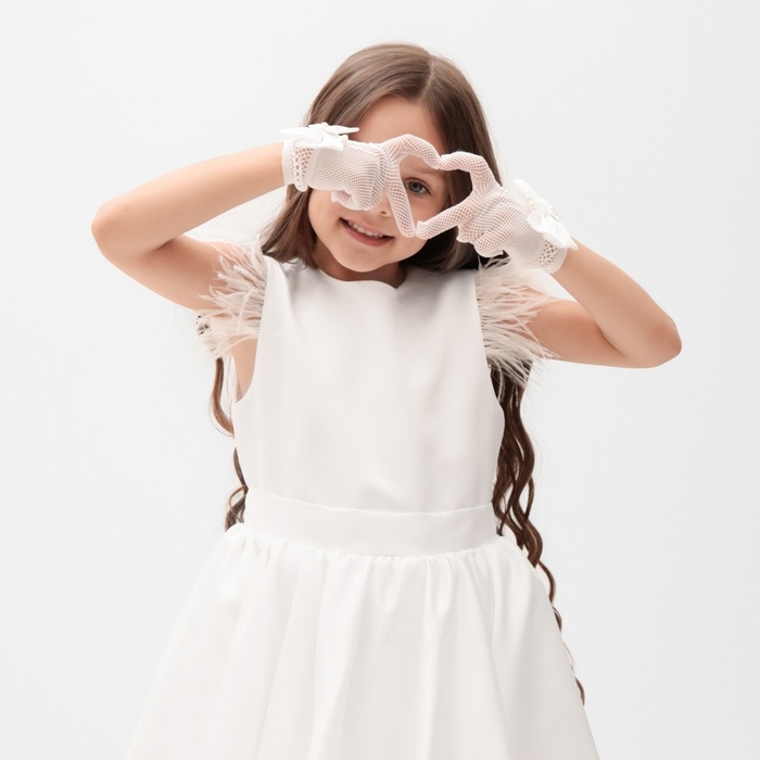 Платье нарядное детское KAFTAN, р.30 (98-104 см), белый Платье нарядное детское KAFTAN, р.30 (98-104 см), белый