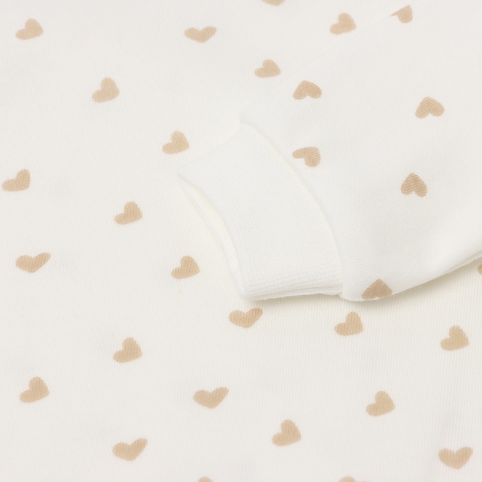 Боди с длинным рукавом, цвет бежевый/сердечки, рост 68 см