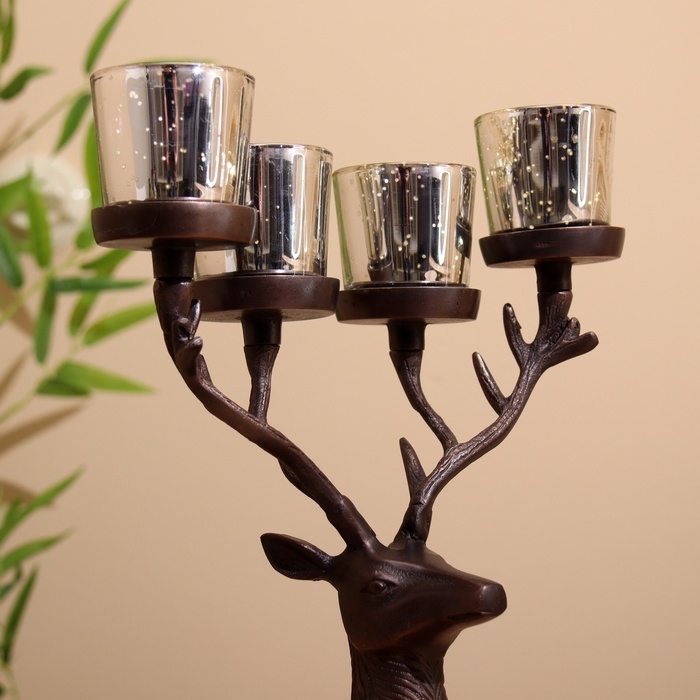 Подсвечник на 4 свечи Подсвечник на 4 свечи "Олень" алюминий 26х13х30 см