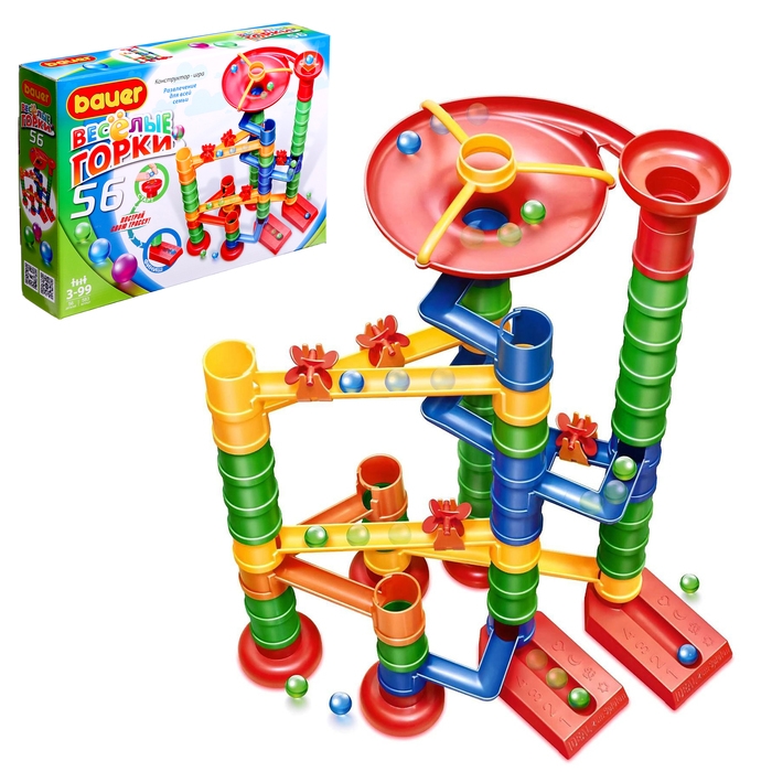 Конструктор «Весёлые горки» 56 элементов Конструктор «Весёлые горки» 56 элементов