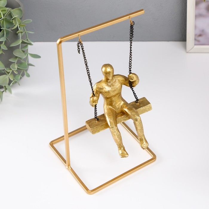 Сувенир полистоун "Мыслитель" золото 26х13х13 см