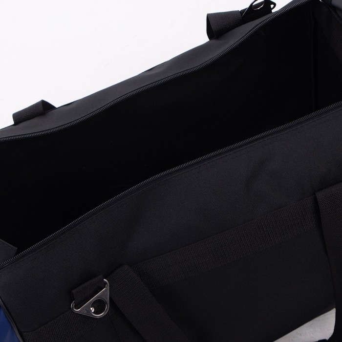 Сумка дорожная, 3 отдела на молниях, наружный карман, длинный ремень, цвет чёрный/синий Сумка дорожная, 3 отдела на молниях, наружный карман, длинный ремень, цвет чёрный/синий