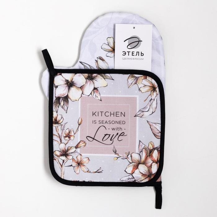 Набор кухонный &laquo;Floral mood&raquo; варежка-прихватка 20х28см, прихватка 19х19см,100% хл