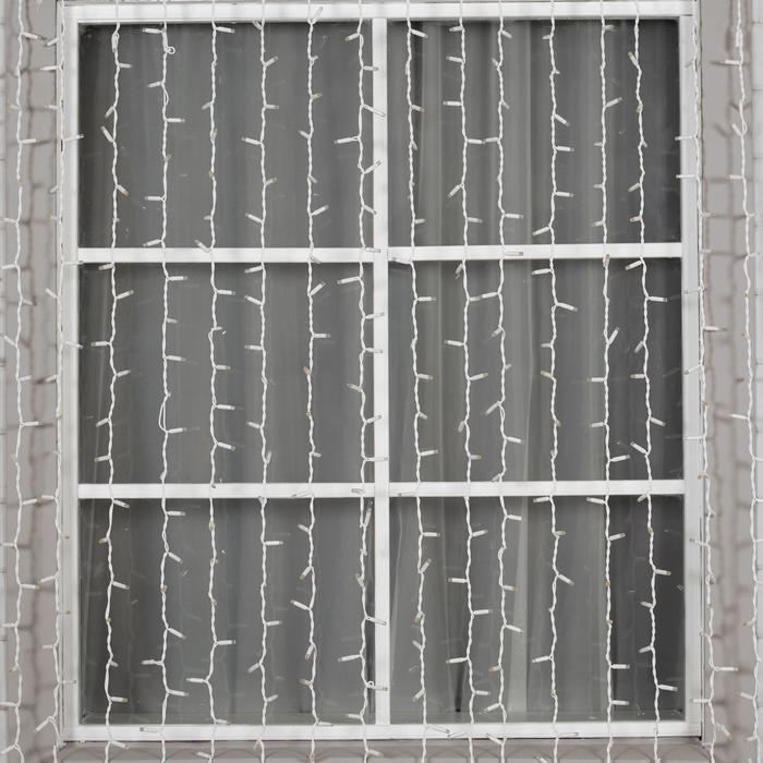 Гирлянда "Занавес" 2 х 6 м , IP65, УМС, белая нить каучук, 1000 LED, свечение белое, 220 В