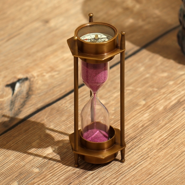 Песочные часы с компасом 14х5,5 см, латунь Песочные часы с компасом 14х5,5 см, латунь