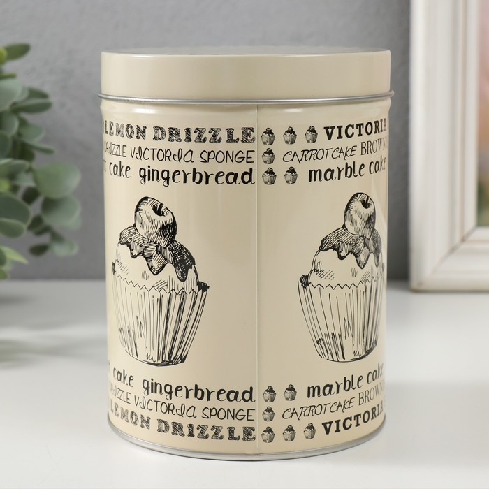 Шкатулка металл цилиндр "Сладкая выпечка" набор 4 шт 9,5х6; 11х7,5; 12,5х9; 14х10,5х10,5 см   975901