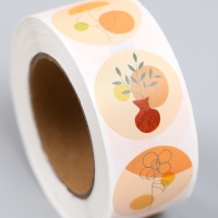 Наклейка бумага "Абстракция. Цветы" d=2,5 см 500 шт в рулоне 3х6,5х6,5 см