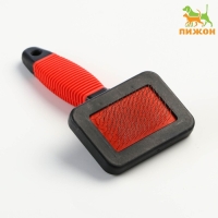 Пуходерка "Риф" без капель с резиновой ручкой 7 х 14 см, красно-чёрная Пуходерка "Риф" без капель с резиновой ручкой 7 х 14 см, красно-чёрная