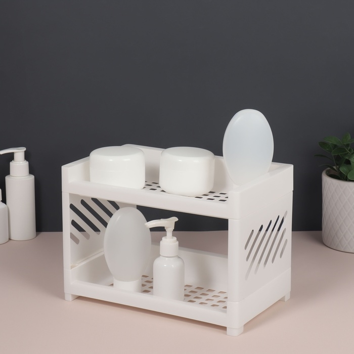 Органайзер для хранения, 2 секции, 24,2 &times; 15 &times; 16,7 см, цвет белый