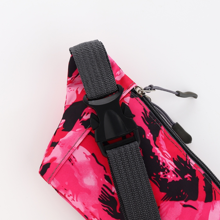 Поясная сумка на молнии, 2 наружных кармана, цвет розовый/камуфляж