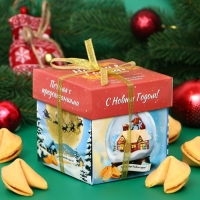 Новый год. Печенье песочное с молодежными предсказаниями "Чудеса летят к тебе!", красные, 35 г, 5 шт